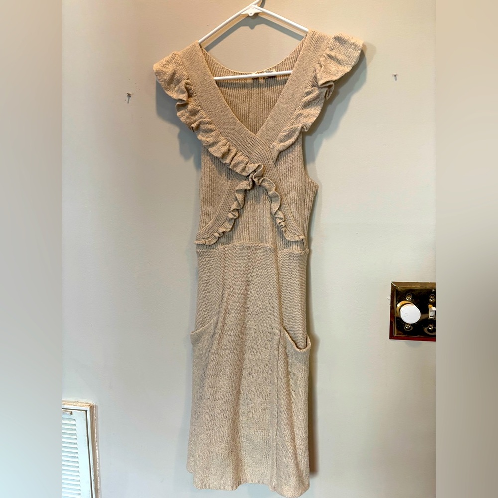 Cream Ruffle Knit Dress